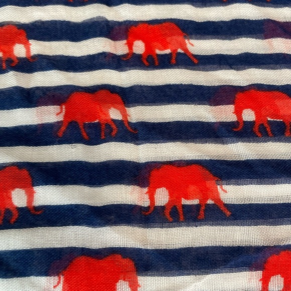 Stella & Dot Palm Springs Scarf Navy White Stripes Red ELEPHANTS Boho Nautical - Picture 13 of 13